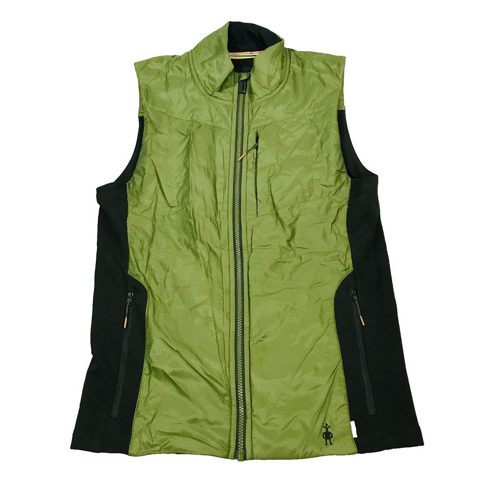 Smartwool Men Small Smartloft 60 Vest Full Zip Merino Wool Blend Green Black C20